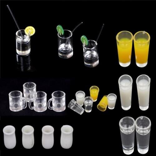 2020 Newest 1/12 1:12 Resin Dollhouse Mini Lemon Water Cup Miniature Dollhouse Accessories Cups Toy Mini Decoration Gifts