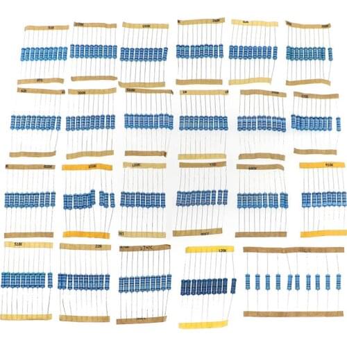 230PCS 23 kinds of resistance (22R-1M) 1% five-color ring in-line resistance element 2W metal film resistance package