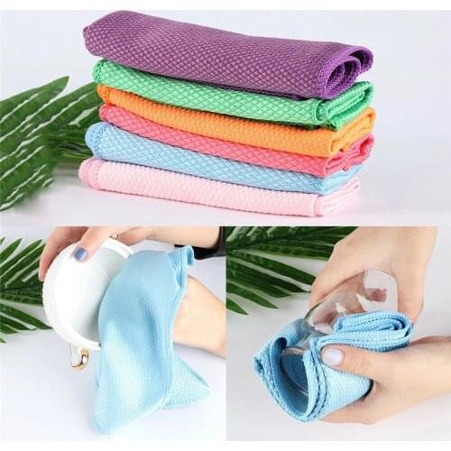 3PCS Microfiber Fish Scale Wipe Cloth Anti-grease Wiping Rag Absorbent Home Washing Dish Kitchen Cleaning Towel