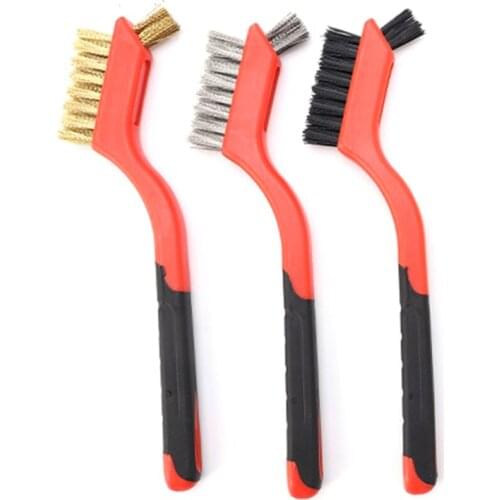 3pcs Wire Brass Brush 7 inch Mini Brushes Micro Steel Brass Rust Remover Paint Remove Metal Scrubbing Polishing Cleaning Brush