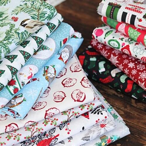 50x150cm Christmas Pattern Cotton Fabric Material DIY Handmade Sewing Hats Bags Garment Decoration Accessories