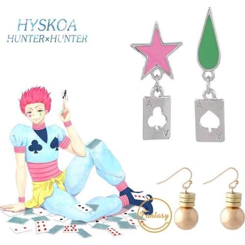 Anime HUNTER X HUNTER Hisoka Earrings Women Men Cosplay Jewelry Accessories Prop Hallowen Party