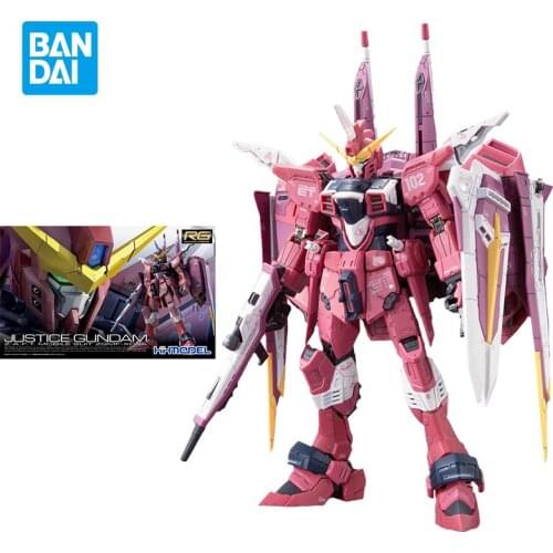 Bandai Gundam Model Kit Assemble Figure RG 1/144 JUSTICE Gundam Anime Japanese Animation 13cm Action Dolls Childrens Toys