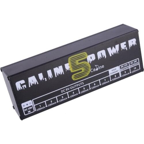 Caline CP-05 Effect pedals power supply with blue LED light 8 way DC 9V & 1 way DC 12V & 1 way 18V With Gold Connector