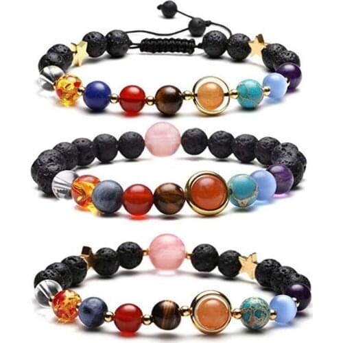 Universe Starry Solar System Bracelet Natural Seven Chakra Healing Energy Yoga Handmade Jewelry Wholesale