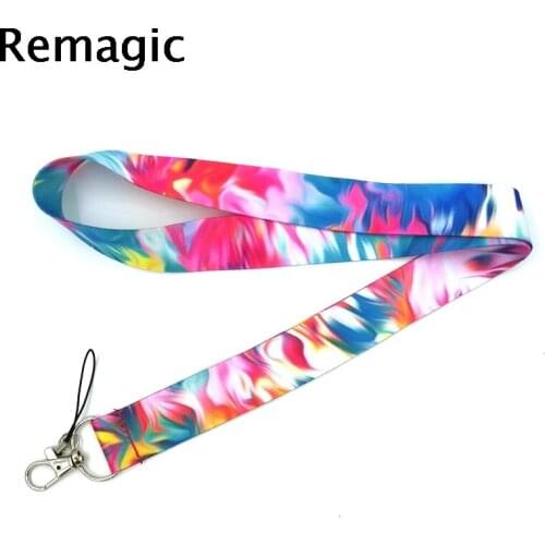 100pcs Colorful graffiti Neck Strap Lanyard keychain Mobile Phone Strap ID Badge Holder Key Chain Keyring cosplay Accessory Gift