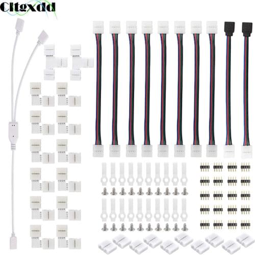 Cltgxdd 5050 4 Pins RGB LED Tape Connector Plug Power Splitter Cable 4Pin Needle Female Connector Wire for RGB Led Strip Light