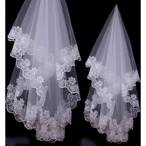 Cheap Wholesale In Stock Wedding Accessories Lace Edge Bridal Veils One Layer Hot Sale Wedding Veils