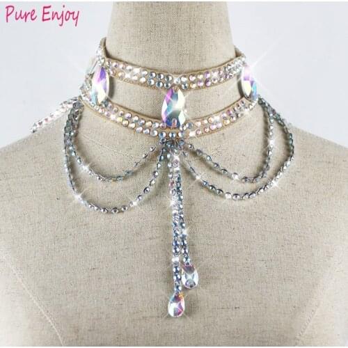 Cheap Dance Jewelry Oriental Dance Costume Accessories Sequins diamond Latin Dance Necklace Oriental Jewelry