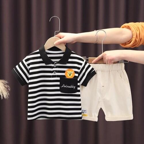 1 2 3 4 Years Boy Suit Children Clothes 2021 Summer Stripe T-shirt + Shorts 2pc/Sets Fashion Kids Infant Toddler Clothes