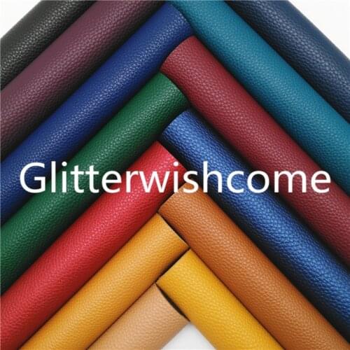 Glitterwishcome 21X29CM A4 Size Vinyl For Bows Litchi Embossed Synthetic Leather Fabric Faux Leather Sheets for Bows, GM811A