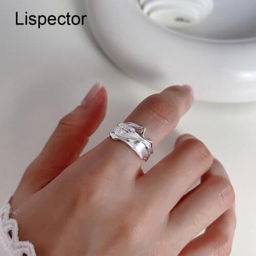 Lispector 925 Sterling Silver Korean Irregular Rings for Men Women Shiny Party Night Club Ring Unisex Rock Punk Hip Hop Jewelry