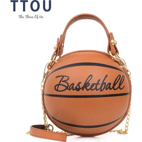 Basketball Shape Small Leather Chain Design Crossbody Bags For Women Fashion Shoulder Messenger Female Luxury Handbags and Purse