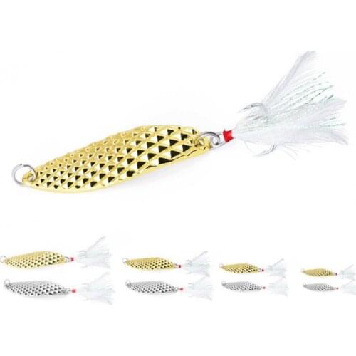1Pcs Metal Spoon Fshing Lures 7g 10g 15g 20g Spinner Artificial Bait with Feather Treble Hooks Trout Pike Pesca Sequins Tackle
