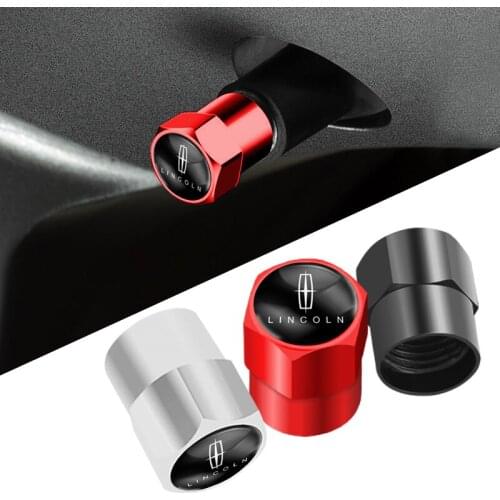 4Pcs Metal Wheel Valve Stem Caps Car Styling Tire Valve Tyre Caps For Lincoln MKZ MKX Aviator Navigator Continental Corsair MKC