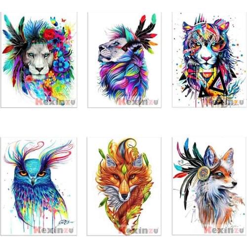 Kexinzu Full Square/Round Drill 5D DIY Diamond Painting "animal colorful paintings" 3D Embroidery Cross Stitch 5D Home Decor N46