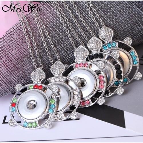 New Snap Jewelry Rhinestone Tortoise Snap Button Necklace Fit 18mm 20mm Snap Buttons Jewelry
