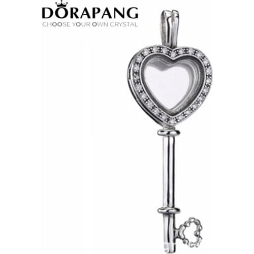 NEW 2018 Valentines Day Newest 100% 925 Sterling Silver Heart shaped key Floating Locket for Women of Fashion Jewelry Wedding