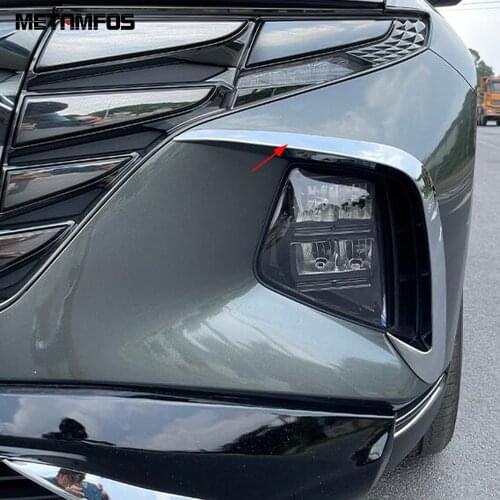 Front Fog Light Lamp Eyelid Eyebrow For Hyundai Tucson 2021 2022 Chrome Foglight Molding Trim Sticker Accessories Car Styling