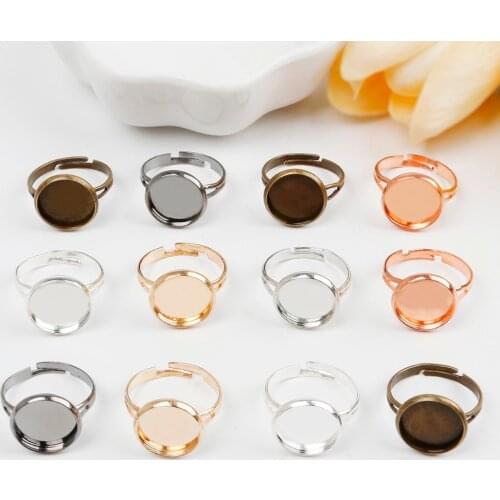 Fit 12mm Cabochons Metal Zinc Alloy Round Ring Blank Setting Bezel Blank Cabochon Ring Base For DIY Ring Making 10pcs/lot