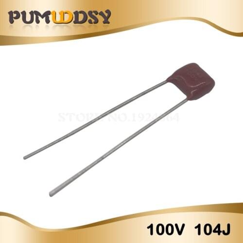 50PCS 100V104J Pitch 5mm 100NF 0.1UF 100V 104 CBB Polypropylene film capacitor