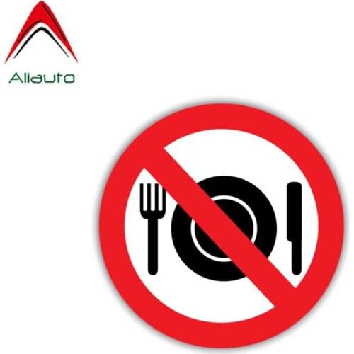 Aliauto Warning Car Sticker No Food Reflective Decal Accessories PVC for Suzuki Jimny Mazda Cx 5 Gti Vw Golf 5 Nissan,12cm*12cm