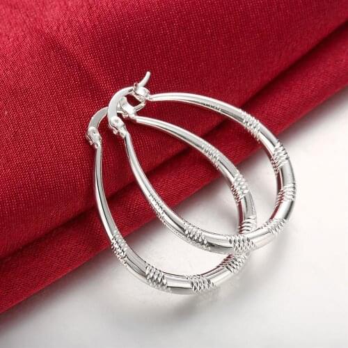 Factory direct High Quality 925 Sterling Silver Earrings for Women Jewelry 3CM Circle hoop Earrings lady party Christmas Gifts