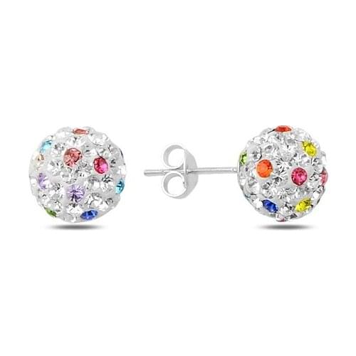 KUTAYDAN Zircon Cubic Zirconia Ball Earrings 925 Sterling Silver