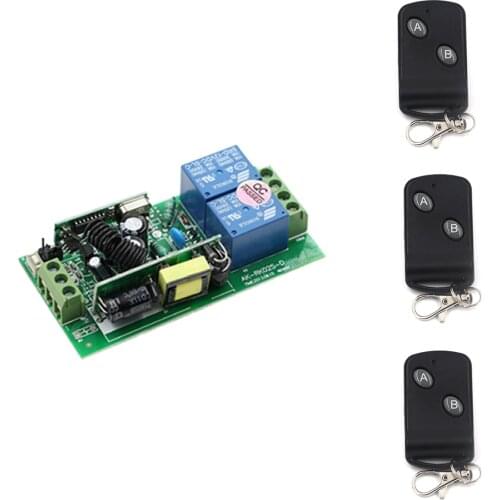 Wide Voltage 2CH Relay Switch AC85V -250V RF Wireless Remote Control 3Transmitters+ Receiver Switch for Lamp Light Free Shipping