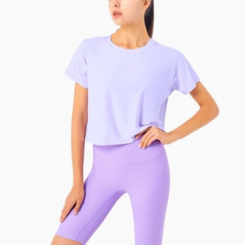 SALSPOR Yoga Sports Women T Shirts Fitness Loose Breathable Crop Top Short Sleeve Leisure Exercise Jogging Training Woman