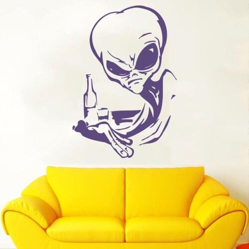 Scary Alien Drinking Wall Sticker Decal Aesthetics Sticker Home Living Room Art Decoration Removable A003132