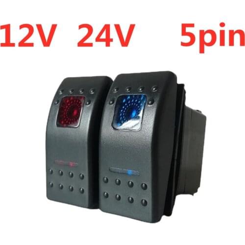 12V 24V Universally Waterproof 5 Pin Marine Switch with LED light Rocker Switch For Boat Car RV Truck Yacht accessory