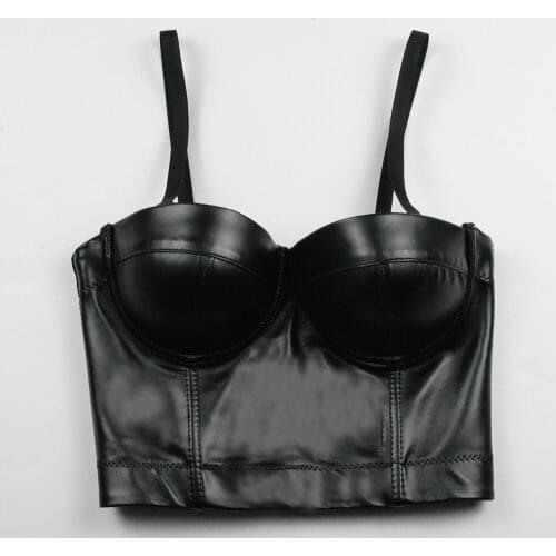 Women Summer Fashion Sexy Strap V Neck Leather White Black Ladies Top 2020 Celebrity Designer Fashion Top Camis High Street