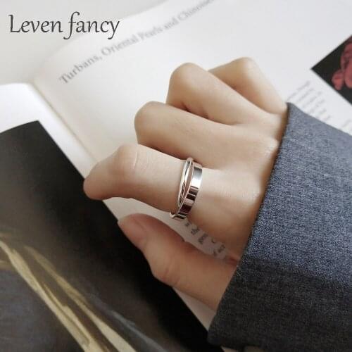 Geometric Double Circle Rings Sterling Silver 925 Crossover Rings for Women Japan Design Girls S925 Luxury Jewelry US Size 6 7 8