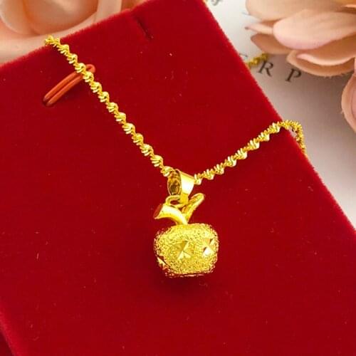 Gold Color Necklaces for Women Apple Pendant & Necklace Chains Collier Choker Wedding Bridal New Year Jewelry Brithday Gifts