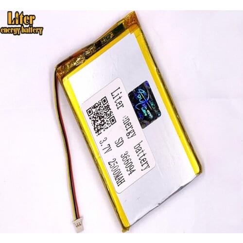 1.0mm 3wire connector 366094 2500mah 3.7V Li-ion Polymer Battery Rechargeable For Tablet PC 7 inch 8 inch Battery