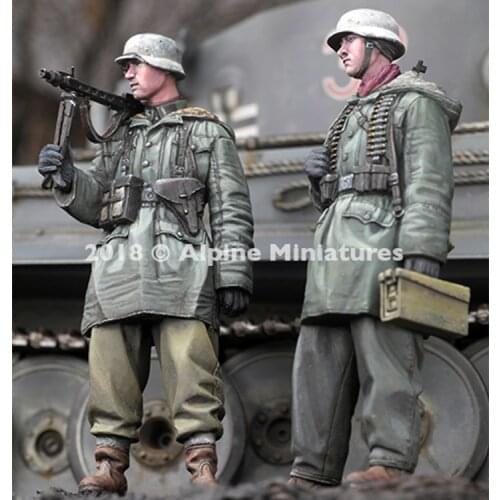 1/35 MG Team at Kharkov Set, with 2 heads, Resin Model Soldier GK, WWII military theme, Unassembled and unpainted kit