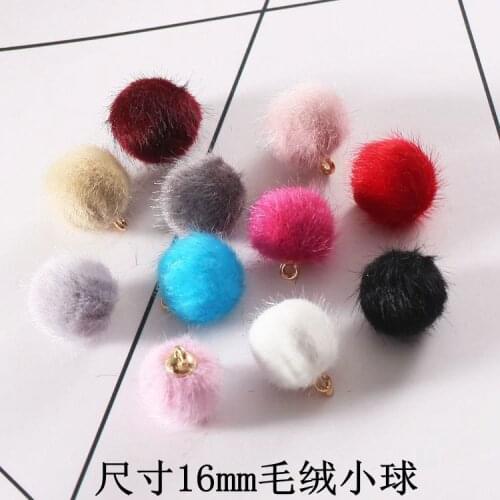 16mm Colorful Cute Faux Rabbit Fox fur Pompon Pendant DIY Handmade Fashion jewelry accessories 50 pcs/pack