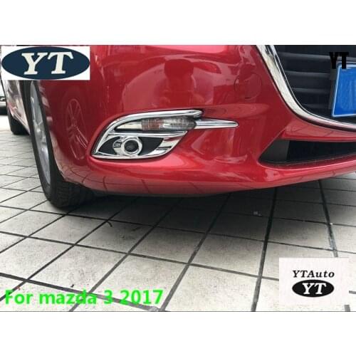 Auto front fog light cover lamp bezel for mazda 3 2017, abs chrome,auto accessories,car styling.2pcs