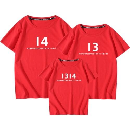 27kids Summer Matching Family Cotton Short Sleeve T-shirt Tops Parent-child Outfits Lifetime Love Pattern Variety of Styles