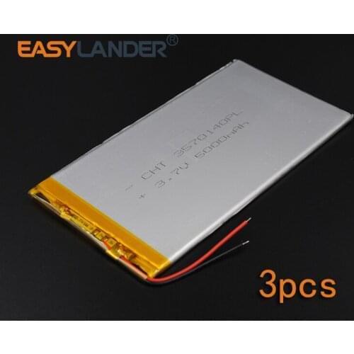 3pcs/Lot 3.7V 5000mAh 3570140 Rechargeable li Polymer Li-ion Battery For Bluetooth Notebook Tablet PC electronics safety lamp