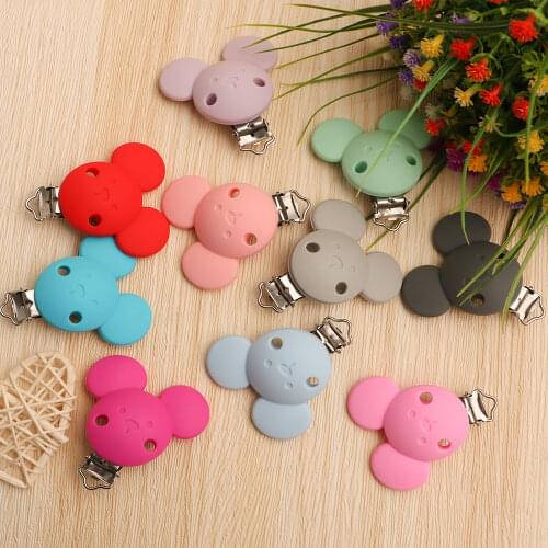Kovict 3Pc Silicone Clip Cute Animal Shape Stainless Steel Clamp DIY Pacifier Chain Necklace Accessories Baby Molar Toys