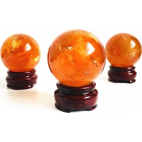 50-55mm natural Citrine calcite stone Optical sphere healing meditation crystal ball for home decoration+base