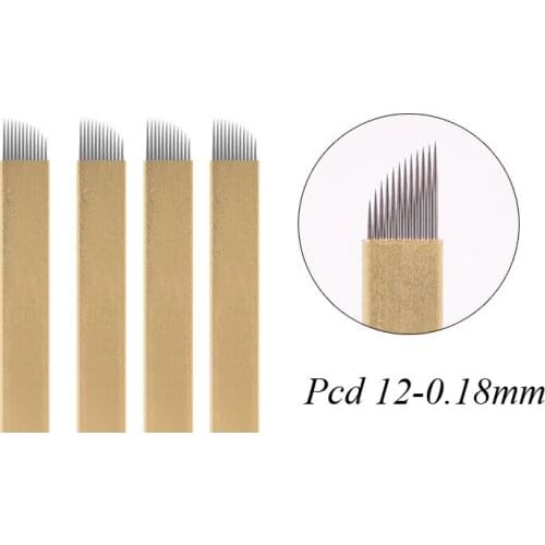 500pcs Permanent Microblading Needles Hard PCD 12/14/12u/14U/18U Pins Lâminas Hard 0,18mm Fina Agulha Tebori Micro