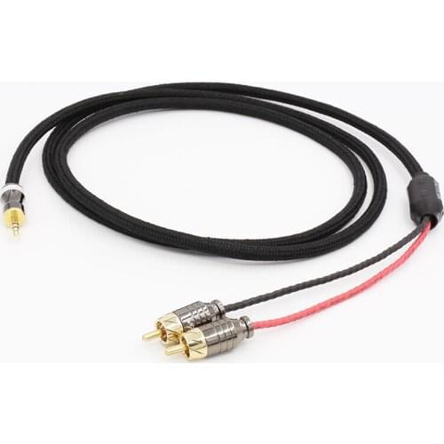Hifi audio cable 2 rca to 3.5MM right Angled Stereo Plug hifi 1 to 2 audio video cable