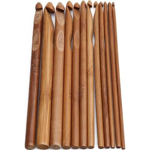 Bamboo Crochet Hook Set DIY Knitting Needles Handle Home Knitting Weave Yarn Crafts Household Knitting Tools