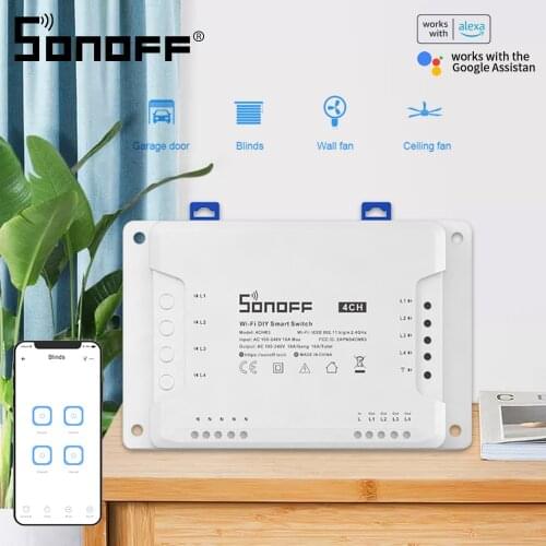 Itead Sonoff 4CH R3 DIY 4 Gang Smart Switch Wireless Wifi Switch 433 Mhz RF Smart Home APP Remote Works FOR Alexa Goole Home