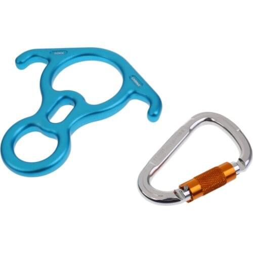 Safety 50KN Figure 8 Descender with Carabiner for Climbing Rope