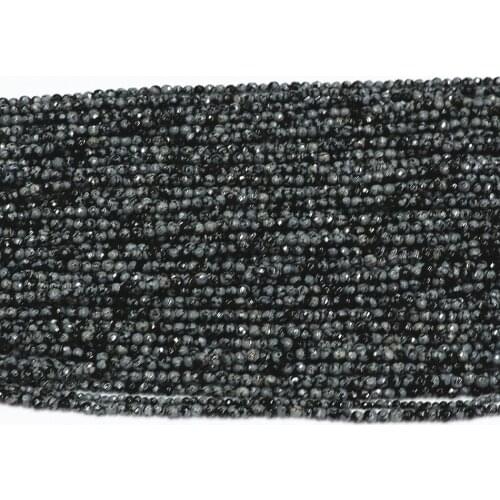 Natural snowflake obsidian stone 2mm 3mm new round faceted loose beads fashion diy jewelry making 15" B475