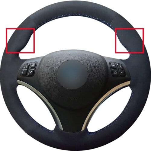 DIY Black Suede Leather Car Steering Wheel Cover for BMW E90 320i 325i 330i 335i E87 120i 130i 120d Accessories Parts
